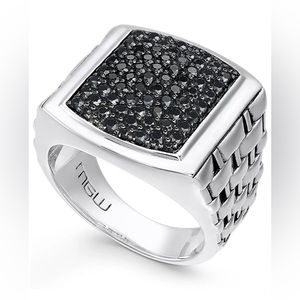 Men's Sterling Silver Ring, Black Sapphire Square (2 ct. t.w.)